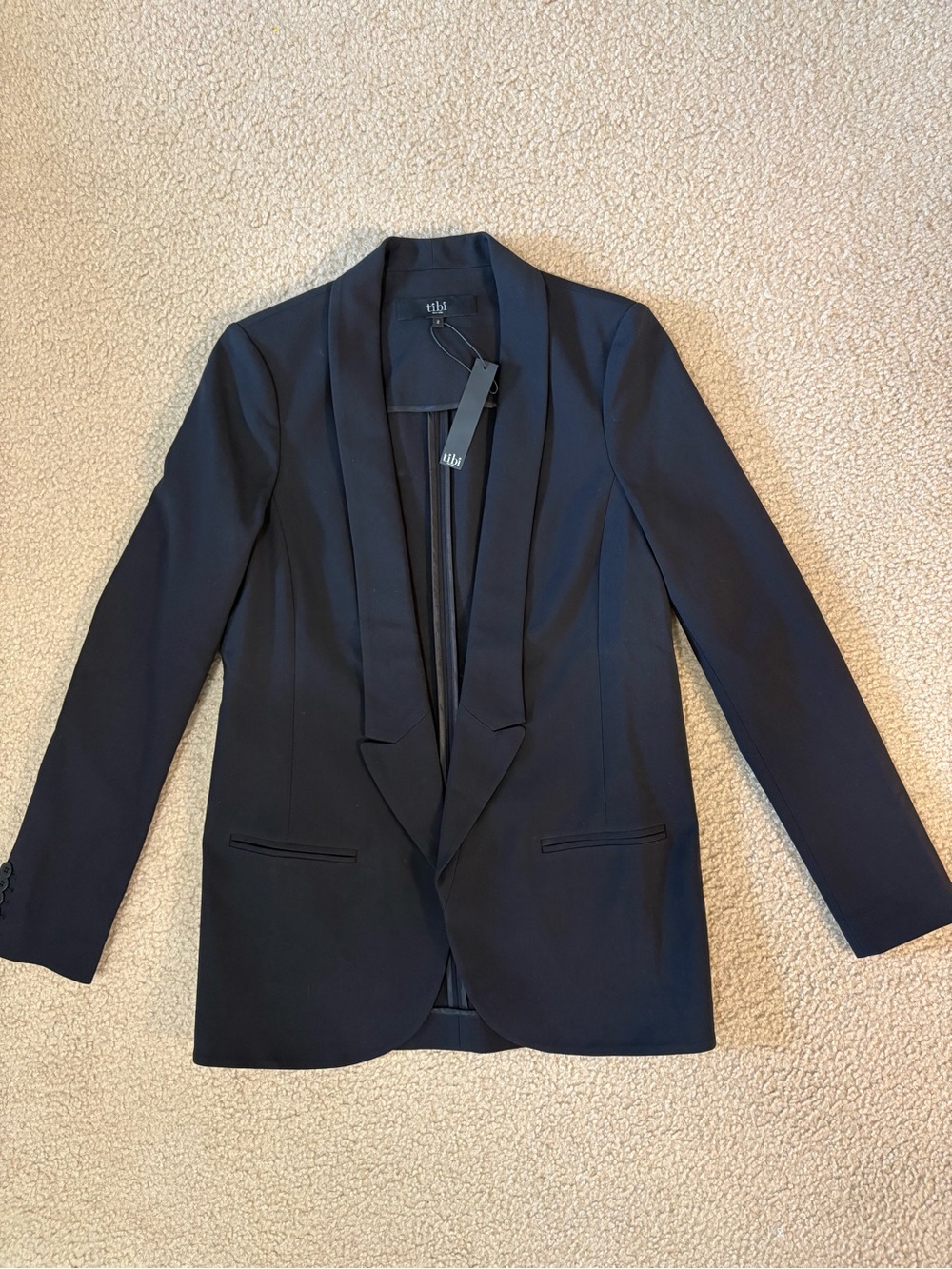 Tibi New York Black Shawl Collar Blazer Jacket NWT Size 2 Open Front